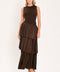 COFFEE LAYERED POISE SWEATER MIDI DRESS