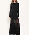 MIDNIGHT SHIMMER BLACK METALLIC LACE-HEM SWEATER MAXI DRESS