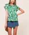 ROAMING AROUND GREEN WOVEN TOP