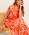 FAINT SUNBEAM RED WOVEN TOP AND SKIRT SET