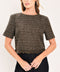 DARK CHAMPAGNE SPARK WOVEN TWEED TOP