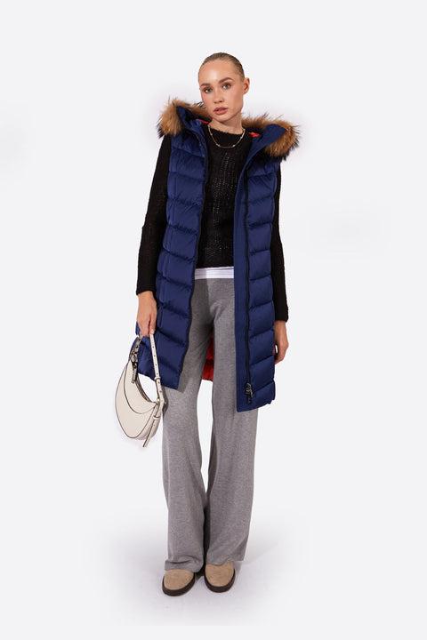 Jana Women's Long Vest With Fixed Hood