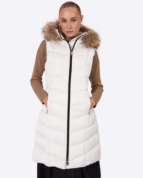 Jana Women's Long Vest With Fixed Hood