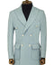 Metal Buttons Wool Cashmere Light Blue Men Double Breasted Coat - Wessi