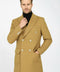 Metal Buttons Wool Cashmere Tan Men Double Breasted Coat - Wessi