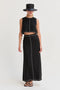 Kenzy Contrast Stitch Linen Maxi Skirt Black