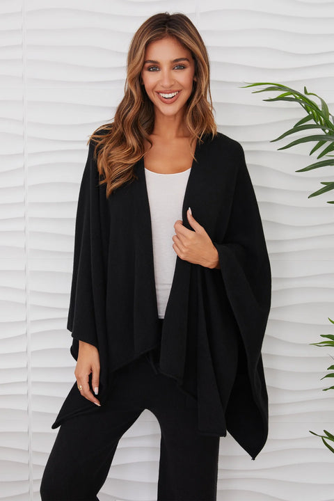 Knit Dolman Open Caradigan - Black