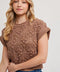 Knit Sweater Short Sleeved Pullover - MOCHA