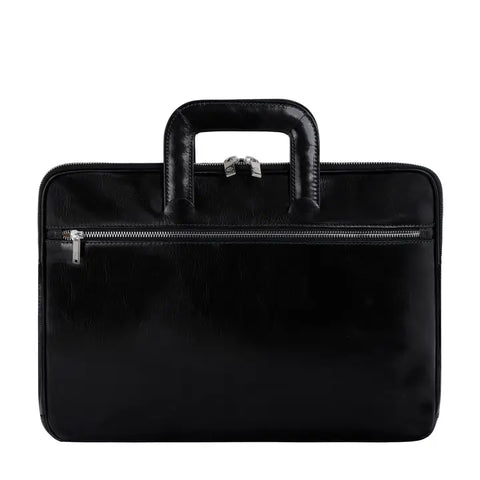 Leather Briefcase Laptop Bag - Brave New World Black