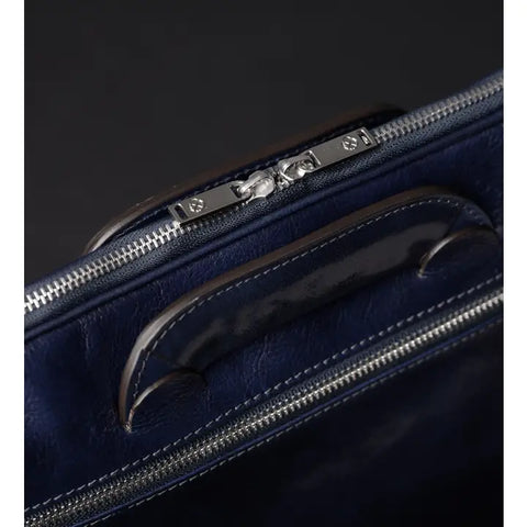 Leather Briefcase Laptop Bag - Brave New World Blue