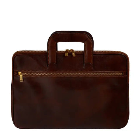Leather Briefcase Laptop Bag - Brave New World Brown