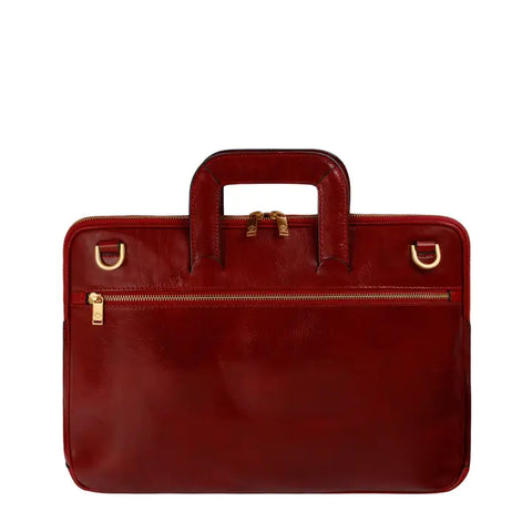 Leather Briefcase Laptop Bag - Brave New World Red