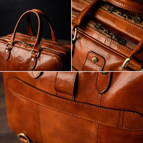 Leather Convertible Briefcase, Backpack - A Farewell To Arms Cognac Brown