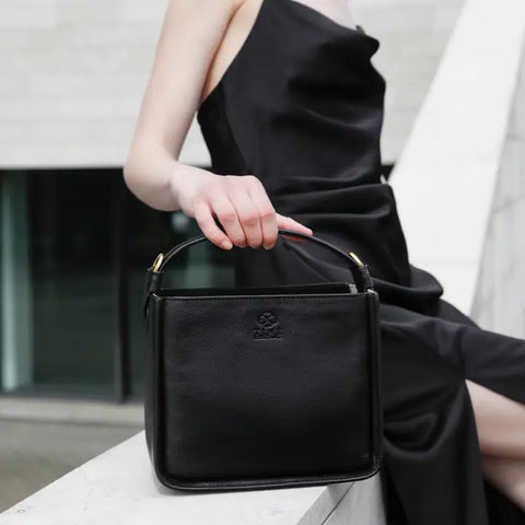 Leather Handbag - Alms For Oblivion Black