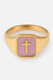 Lilac Enamel Cross Ring