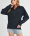 Long Dove Funnel Neck Half Zip Black