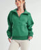 Long Dove Funnel Neck Half Zip Lily Pad