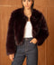 Long-Pile Faux-Fur Jacket with Round Neckline
