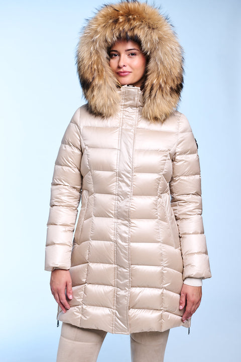 Manhattan-I Slim Fit Long Down Jacket With Detachable Hood