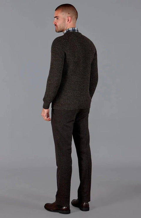 Mens 100% British Wool Heavyweight Ribbed Jumper