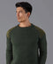 Mens Chunky British Wool Ribbed Shooting Jumper Loden Green