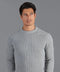 Mens Cotton Fisherman Rib Knit Jumper Ash Grey