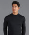 Mens Extra Fine Merino Narrow Mock Turtleneck Jumper Black