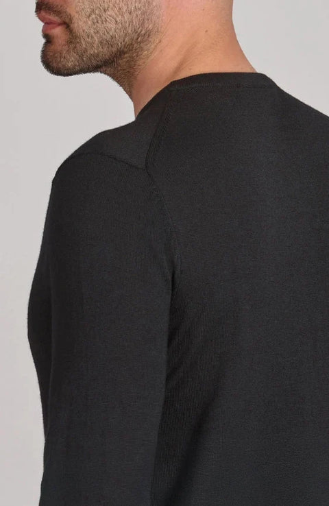 Mens Extra Fine Merino Wool Crew Neck Jumper Black