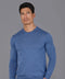 Mens Extra Fine Merino Wool Crew Neck Jumper Denim Blue