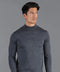 Mens Extra Fine Merino Wool Mock Turtleneck Jumper Charcoal