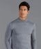 Mens Extra Fine Merino Wool Mock Turtleneck Jumper Mid Grey
