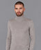Mens Extra Fine Merino Wool Roll Neck Jumper Barley