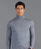 Mens Extra Fine Merino Wool Roll Neck Jumper Mid Grey