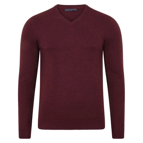 Mens Extra Fine Merino Wool V-Neck Jumper