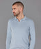 Mens Lightweight Cotton Buttonless Polo Shirt Chalk Blue