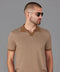Mens Lightweight Cotton Honeycomb Buttonless Polo Shirt Camel