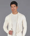 Mens Lightweight Mercerised Cotton Knitted Blazer Ecru