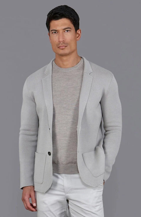 Mens Lightweight Mercerised Cotton Knitted Blazer Light Taupe