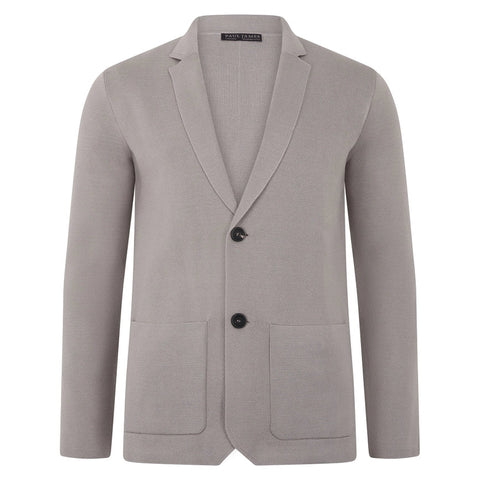 Mens Lightweight Mercerised Cotton Knitted Blazer Light Taupe