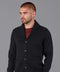 Mens Midweight 100% Cotton Shawl Collar Cardigan Black
