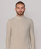 Mens Midweight Cotton Ribbed Mock Turtle Neck Jumper Birch