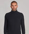 Mens Midweight Cotton Ribbed Roll Neck Jumper Navy