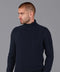 Mens Midweight Cotton Roll Neck Cable Jumper Navy