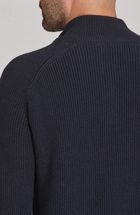 Mens Midweight Cotton Zip Neck Jumper Navy
