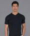 Mens Superfine Mercerised Cotton V Neck Knitted T-Shirt Black