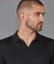 Mens Superfine Merino Silk Buttonless Polo Shirt Black