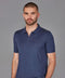 Mens Superfine Merino Silk Buttonless Polo Shirt Slate Blue