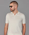 Mens Ultra Fine Cotton Buttonless Polo Shirt Ecru