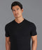 Mens Ultra Fine Cotton High V Neck Knitted T-Shirt Black