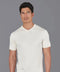 Mens Ultra Fine Cotton High V Neck Knitted T-Shirt Ecru